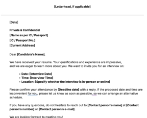 interview call letter template snippet